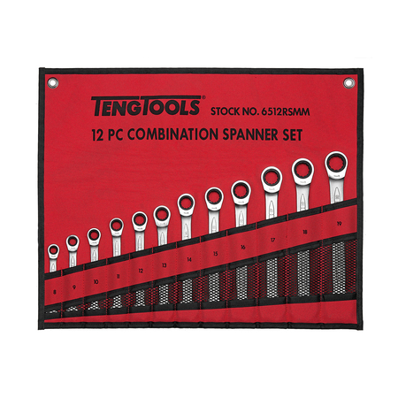 TENG TOOLS 6512RSMM 12 Piece 8 to 19mm Ratcheting Combination Spanner 6512RSMM